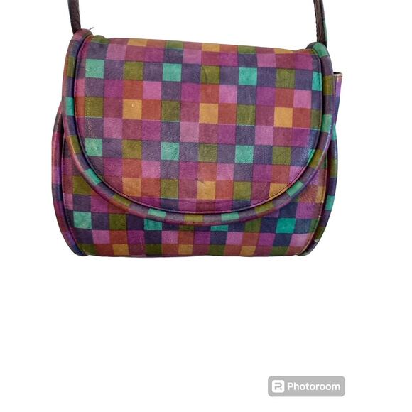 VINTAGE Stuart Weitzman PATCHWORK LEATHER CROSSBODY BAG - Picture 2 of 6